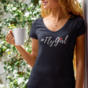 #FlyGirl Typografie Eenvoudig, Moderne Reis T-shirt