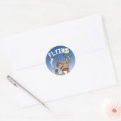 Flyin' Rudolph Ronde Sticker (Envelop)