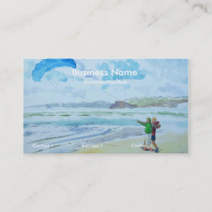 Flying a kite at the beach Painting Business Cards Visitekaartje