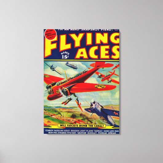 Flying Aces Magazine Cover 5 Canvas Afdruk (Voorkant)