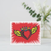 Flying Angel Heart Tattoo Briefkaart (Staand voorkant)