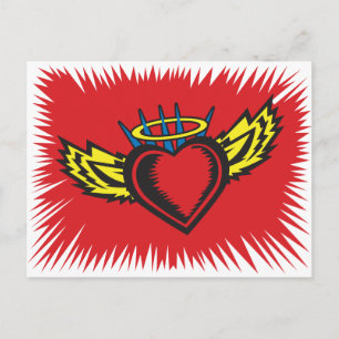 Flying Angel Heart Tattoo Briefkaart