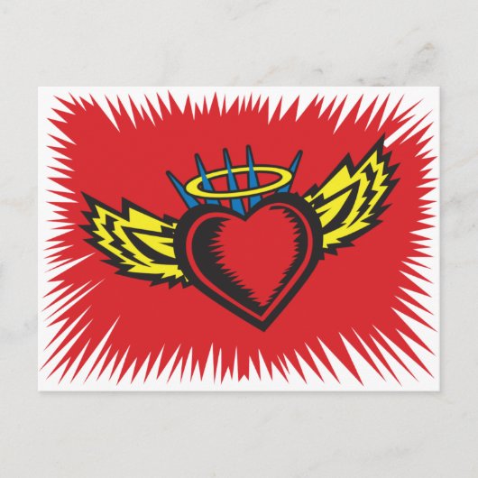 Flying Angel Heart Tattoo Briefkaart (Voorkant)