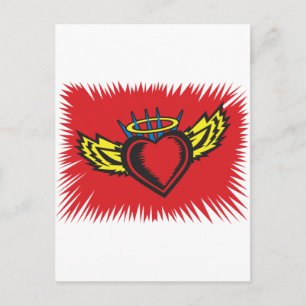 Flying Angel Heart Tattoo Briefkaart
