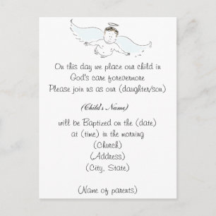Flying Baby Angel Baptism Invitation Uitnodiging Briefkaart