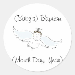 Flying Baby Angel Baptism Uitnodiging Ronde Sticker