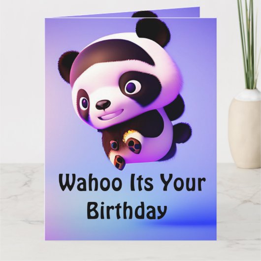 Flying Baby Panda, Jumbo Birthday Kaart (Voorkant)