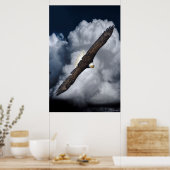 Flying Bald Eagle and Clouds Wildlife Foto Print2 Poster (Keuken)