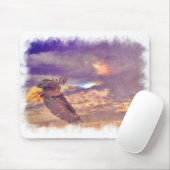 Flying Bald Eagle & Crepuscular Sky Wildlife Art Muismat (Met muis)
