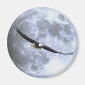 Flying BALD EAGLE & FULL MOON Wildlife Magnet (Voorkant)