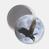 Flying BALD EAGLE & FULL MOON Wildlife Magnet (Voorkant / Achterkant)