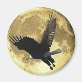 Flying BALD EAGLE & FULL MOON Wildlife Magnet (Voorkant)