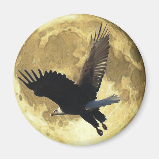 Flying BALD EAGLE & FULL MOON Wildlife Magnet (Voorkant)