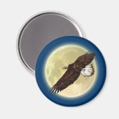 Flying BALD EAGLE & FULL MOON Wildlife Magnet (Voorkant / Achterkant)