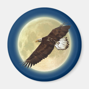 Flying BALD EAGLE & FULL MOON Wildlife Magnet