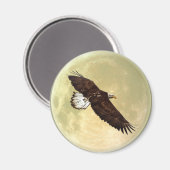 Flying BALD EAGLE & FULL MOON Wildlife Magnet (Voorkant / Achterkant)