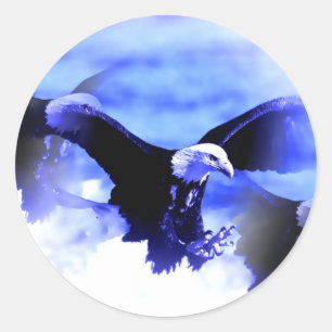 Flying Bald Eagle Ronde Sticker