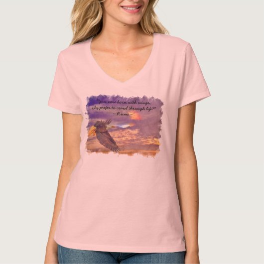 Flying Bald Eagle & Rumi's Poem on Living T-shirt (Voorkant)