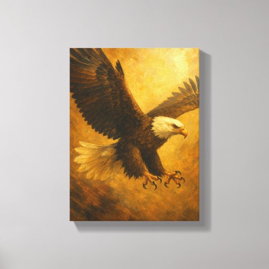 Flying Bald Eagle Schilderen met Fierce Canvas Afdruk (Voorkant)