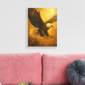 Flying Bald Eagle Schilderen met Fierce Canvas Afdruk (Insitu (Woonkamer))