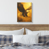 Flying Bald Eagle Schilderen met Fierce Canvas Afdruk (Insitu (Slaapkamer))