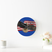 Flying Bald Eagle USA Patriottische Gift Ronde Klok (Huis)