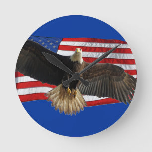 Flying Bald Eagle USA Patriottische Gift Ronde Klok