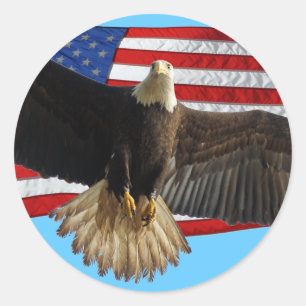 Flying Bald Eagle USA Patriottische Gift Ronde Sticker