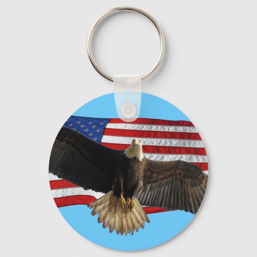 Flying Bald Eagle USA Patriottische Gift Sleutelhanger (Voorkant)