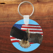 Flying Bald Eagle USA Patriottische Gift Sleutelhanger (Voorkant)