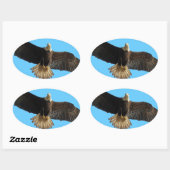 Flying Bald Eagle Wildlife Gift Ovale Sticker (Vel)