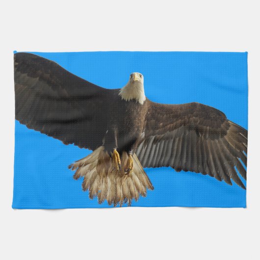 Flying Bald Eagle Wildlife Gift Theedoek (Horizontaal)