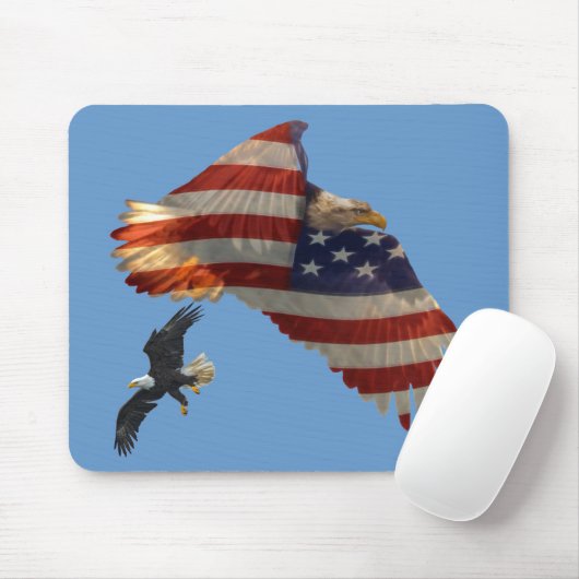 Flying Bald Eagles & U.S. Flag Patriotic Mousemat Muismat (Met muis)