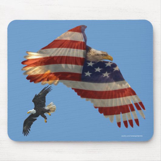 Flying Bald Eagles & U.S. Flag Patriotic Mousemat Muismat (Voorkant)