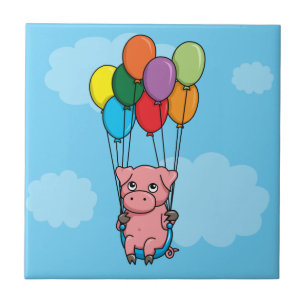 Flying Balloon Pig Tegeltje