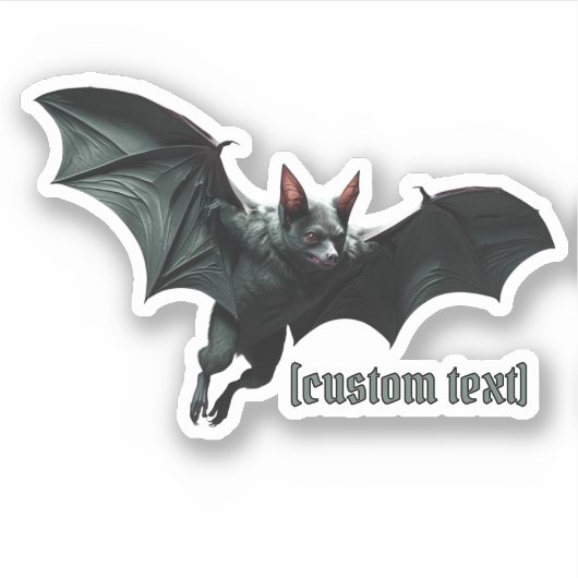 Flying Bat – Aangepaste tekst & gesneden vinyl Sti Sticker (Voorkant)