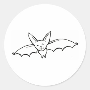 Flying Bat - leuke originele inkttekenkunst Ronde Sticker