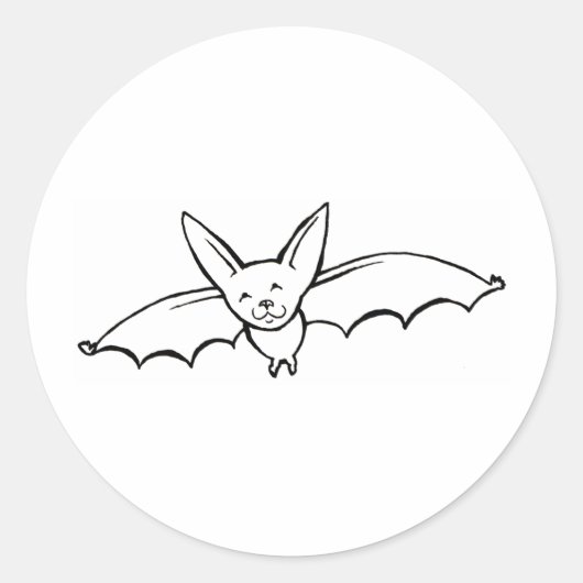 Flying Bat - leuke originele inkttekenkunst Ronde Sticker (Voorkant)
