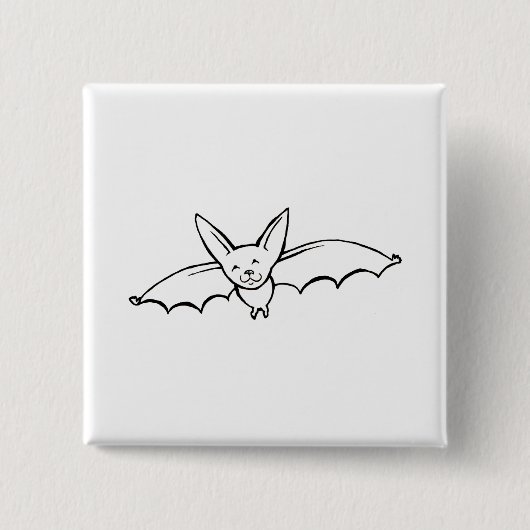 Flying Bat - leuke originele inkttekenkunst Vierkante Button 5,1 Cm (Voorkant)