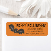 Flying Bats Black Oranje Happy Halloween Custom Etiket (Insitu)