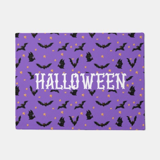 Flying Bats Halloween Paarse Deurmat (Voorkant)