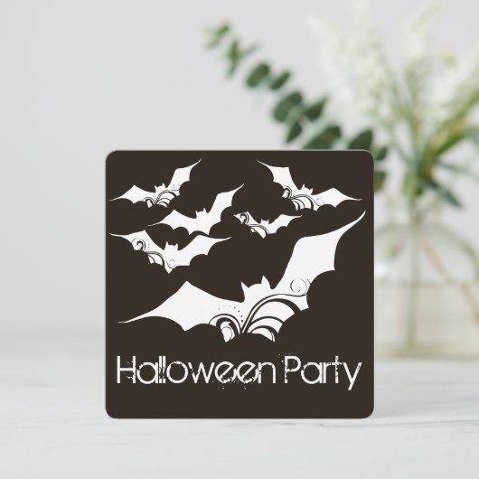 Flying Bats Halloween Party Uitnodiging 3 (Staand voorkant)