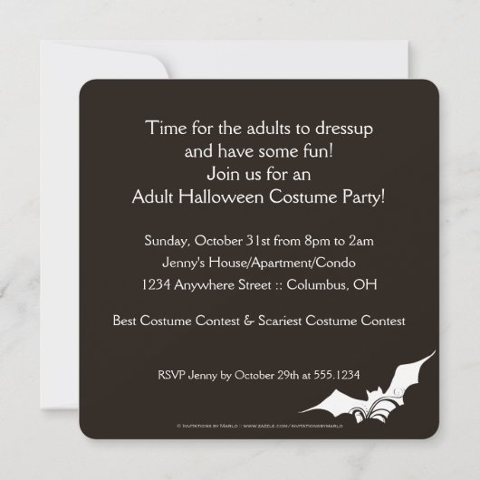 Flying Bats Halloween Party Uitnodiging 3 (Achterkant)