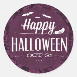 Flying Bats Happy Halloween Ronde Sticker