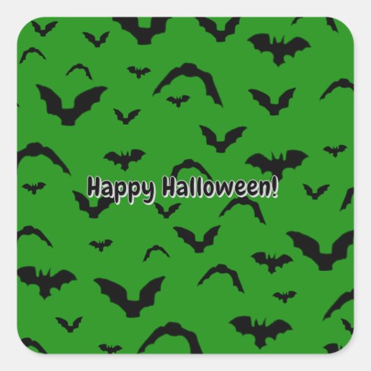 Flying Bats on Green Vierkante Sticker (Voorkant)