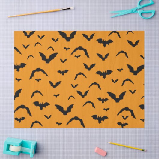 Flying Bats on Orange Tissue Paper Tissuepapier (Craft)