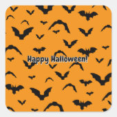 Flying Bats on Orange Vierkante Sticker (Voorkant)