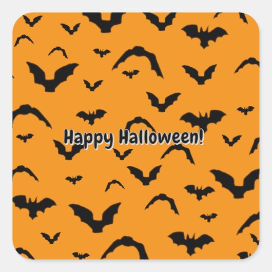 Flying Bats on Orange Vierkante Sticker (Voorkant)
