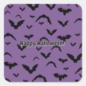 Flying Bats on Purple Vierkante Sticker (Voorkant)
