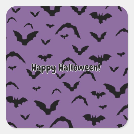 Flying Bats on Purple Vierkante Sticker (Voorkant)